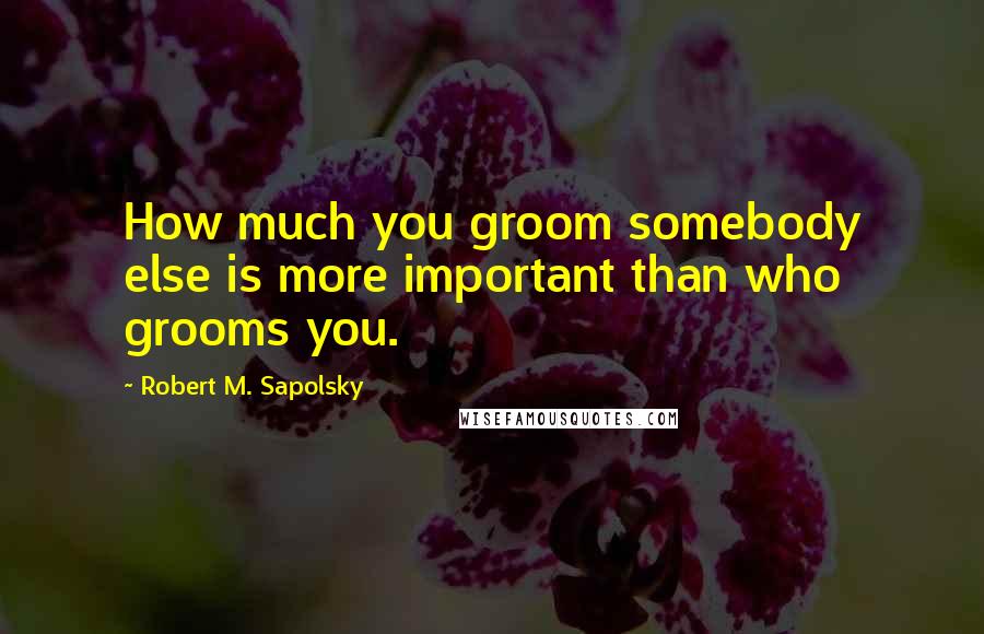 Robert M. Sapolsky Quotes: How much you groom somebody else is more important than who grooms you.