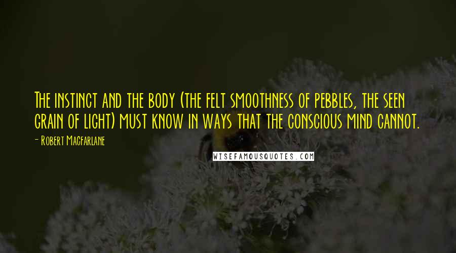 Robert Macfarlane Quotes: The instinct and the body (the felt smoothness of pebbles, the seen grain of light) must know in ways that the conscious mind cannot.