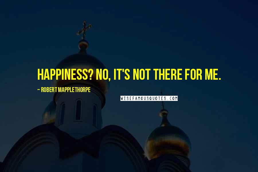 Robert Mapplethorpe Quotes: Happiness? No, it's not there for me.