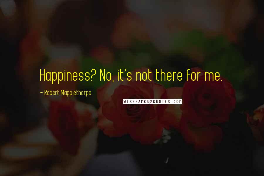 Robert Mapplethorpe Quotes: Happiness? No, it's not there for me.