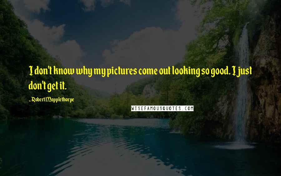 Robert Mapplethorpe Quotes: I don't know why my pictures come out looking so good. I just don't get it.