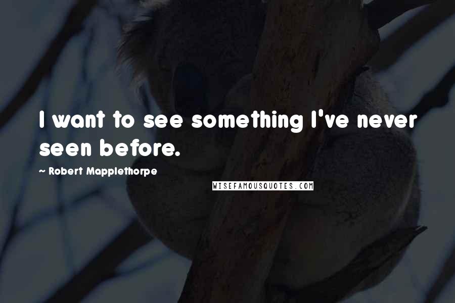 Robert Mapplethorpe Quotes: I want to see something I've never seen before.