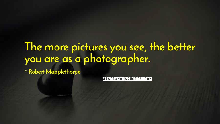 Robert Mapplethorpe Quotes: The more pictures you see, the better you are as a photographer.