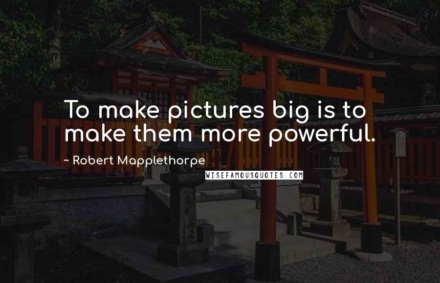Robert Mapplethorpe Quotes: To make pictures big is to make them more powerful.