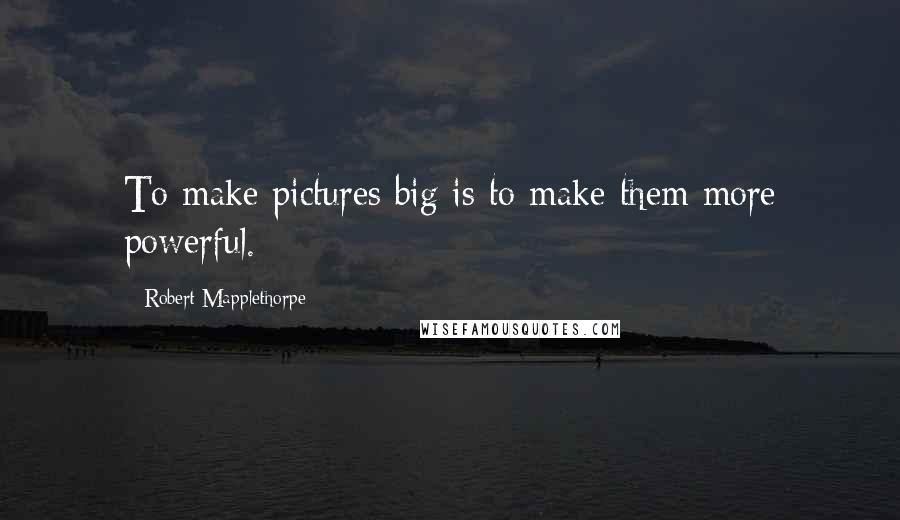 Robert Mapplethorpe Quotes: To make pictures big is to make them more powerful.