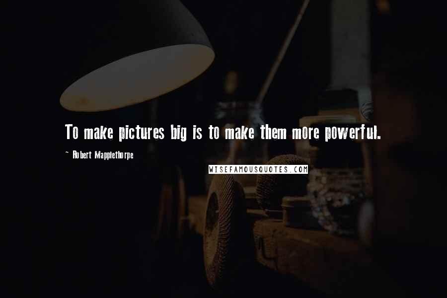 Robert Mapplethorpe Quotes: To make pictures big is to make them more powerful.