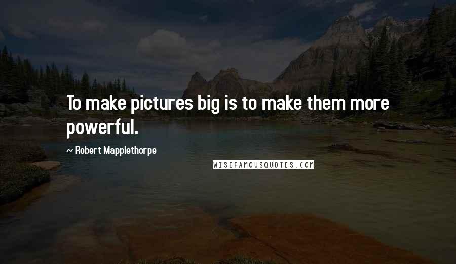 Robert Mapplethorpe Quotes: To make pictures big is to make them more powerful.