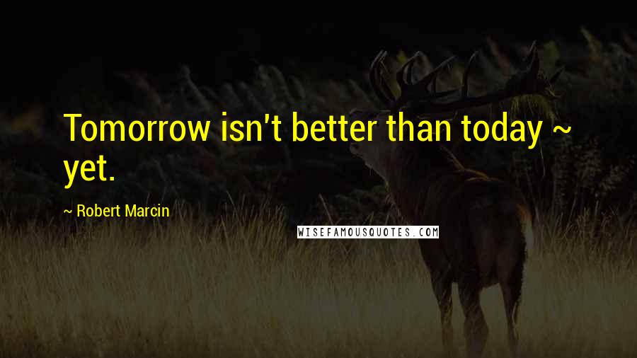 Robert Marcin Quotes: Tomorrow isn't better than today ~ yet.