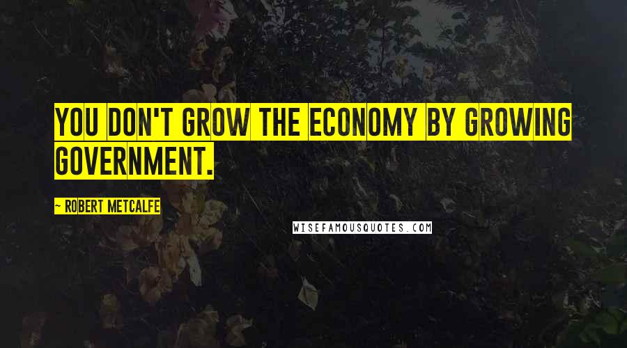 Robert Metcalfe Quotes: You don't grow the economy by growing government.