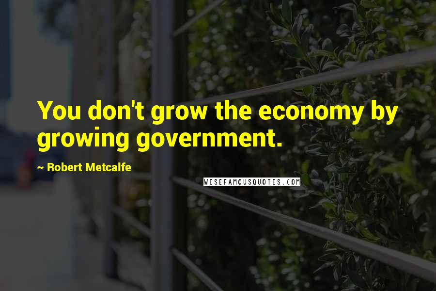 Robert Metcalfe Quotes: You don't grow the economy by growing government.