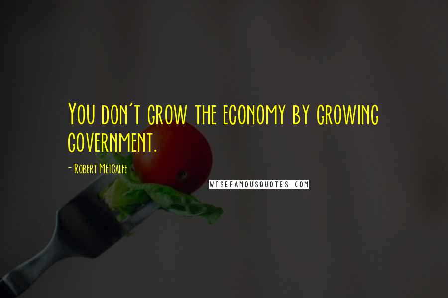 Robert Metcalfe Quotes: You don't grow the economy by growing government.