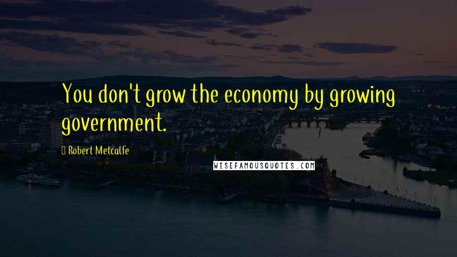 Robert Metcalfe Quotes: You don't grow the economy by growing government.