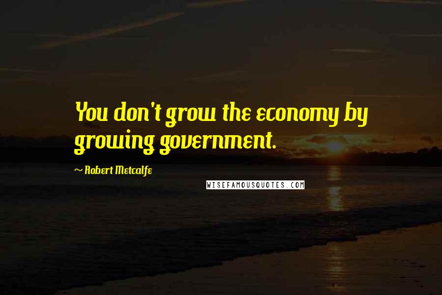 Robert Metcalfe Quotes: You don't grow the economy by growing government.