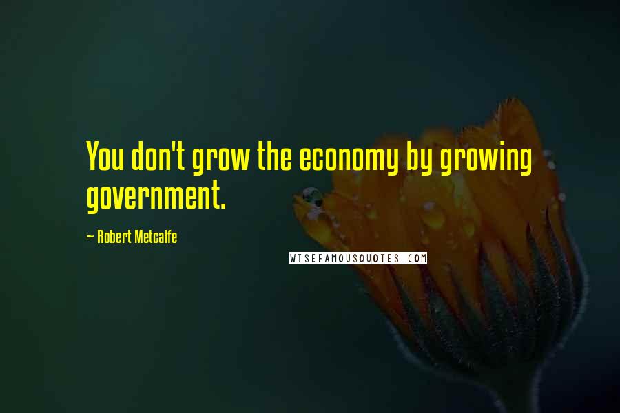 Robert Metcalfe Quotes: You don't grow the economy by growing government.