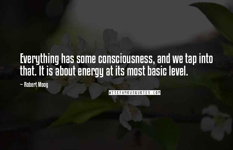 Robert Moog Quotes: Everything has some consciousness, and we tap into that. It is about energy at its most basic level.