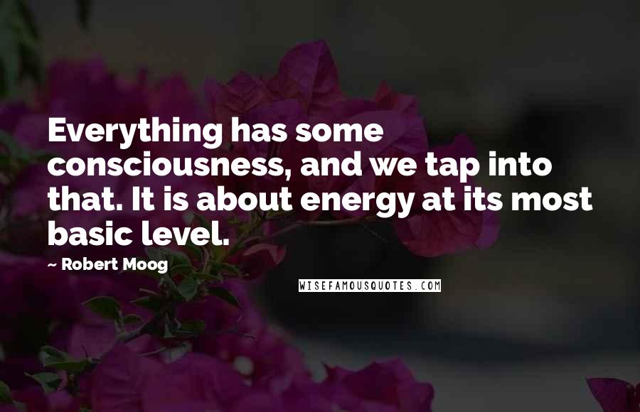 Robert Moog Quotes: Everything has some consciousness, and we tap into that. It is about energy at its most basic level.
