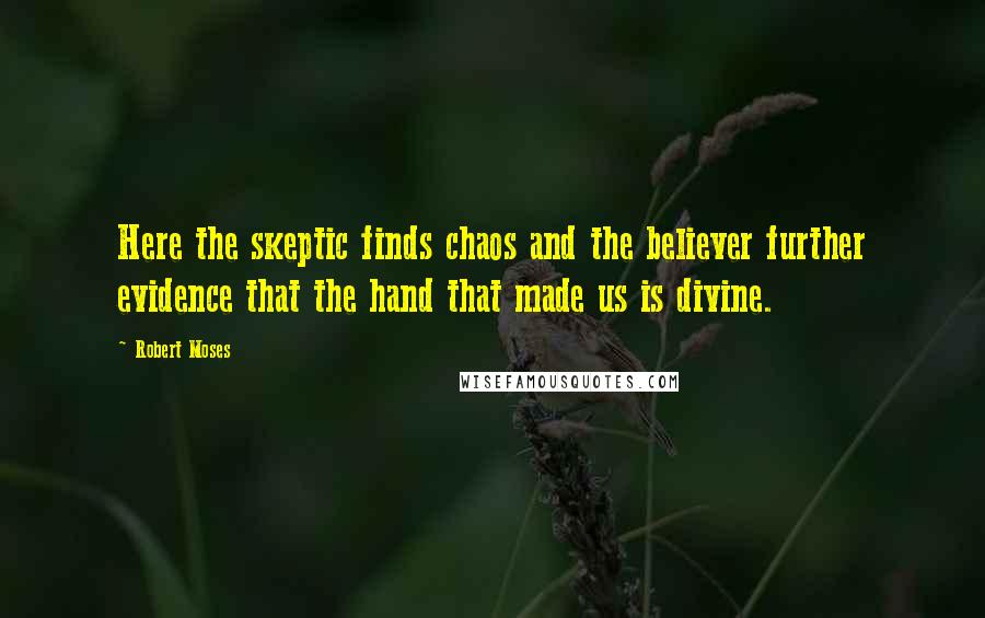 Robert Moses Quotes: Here the skeptic finds chaos and the believer further evidence that the hand that made us is divine.