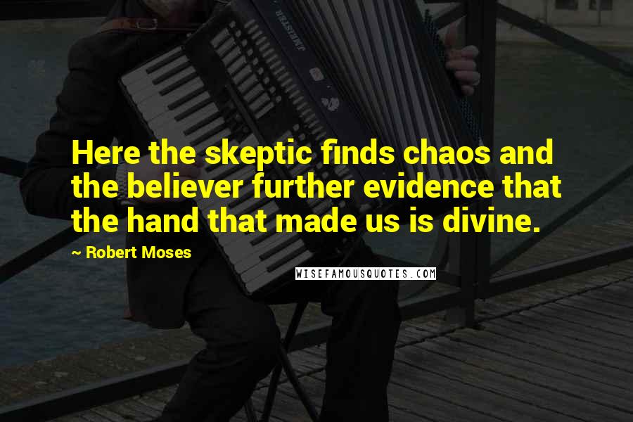 Robert Moses Quotes: Here the skeptic finds chaos and the believer further evidence that the hand that made us is divine.