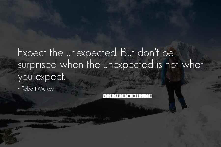 Robert Mulkey Quotes: Expect the unexpected. But don't be surprised when the unexpected is not what you expect.
