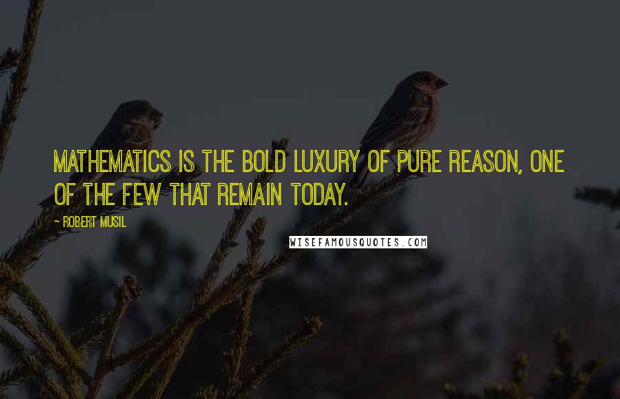 Robert Musil Quotes: Mathematics is the bold luxury of pure reason, one of the few that remain today.