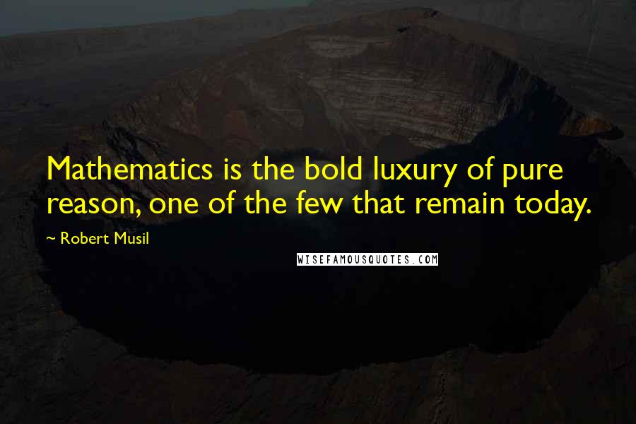 Robert Musil Quotes: Mathematics is the bold luxury of pure reason, one of the few that remain today.