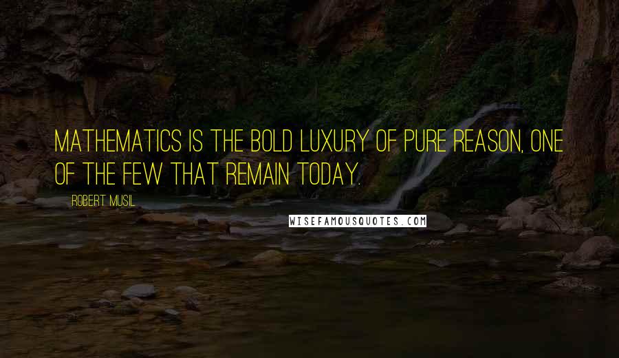 Robert Musil Quotes: Mathematics is the bold luxury of pure reason, one of the few that remain today.