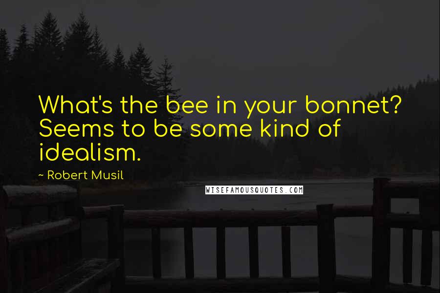 Robert Musil Quotes: What's the bee in your bonnet? Seems to be some kind of idealism.