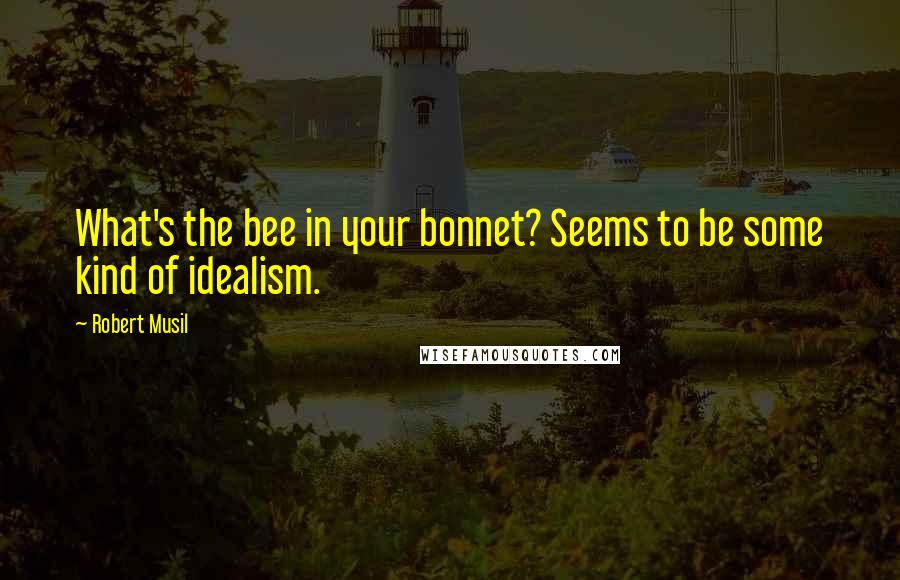 Robert Musil Quotes: What's the bee in your bonnet? Seems to be some kind of idealism.