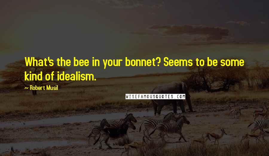 Robert Musil Quotes: What's the bee in your bonnet? Seems to be some kind of idealism.