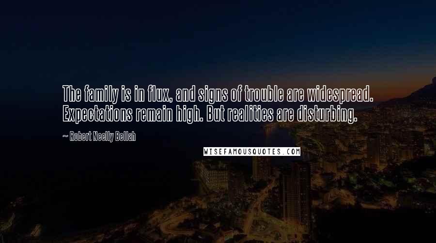 Robert Neelly Bellah Quotes: The family is in flux, and signs of trouble are widespread. Expectations remain high. But realities are disturbing.