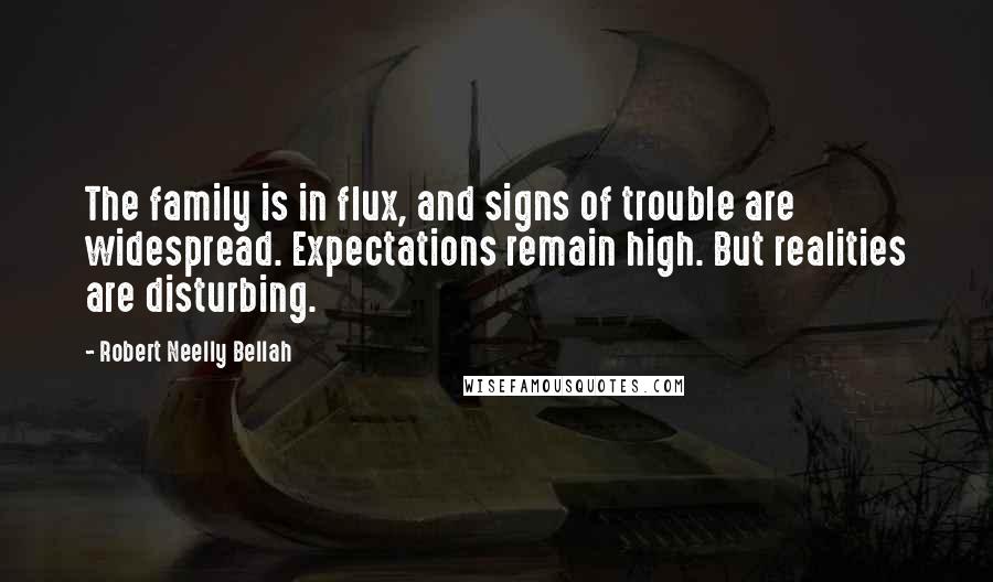 Robert Neelly Bellah Quotes: The family is in flux, and signs of trouble are widespread. Expectations remain high. But realities are disturbing.