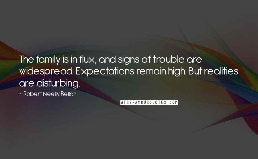 Robert Neelly Bellah Quotes: The family is in flux, and signs of trouble are widespread. Expectations remain high. But realities are disturbing.