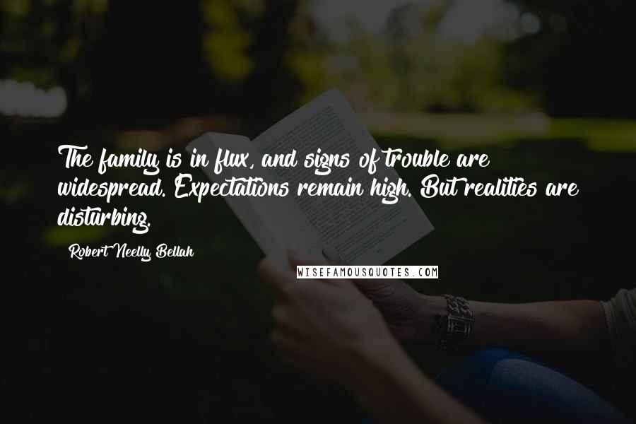 Robert Neelly Bellah Quotes: The family is in flux, and signs of trouble are widespread. Expectations remain high. But realities are disturbing.