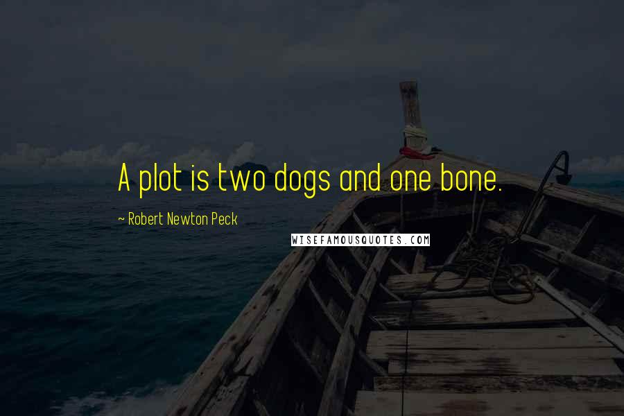 Robert Newton Peck Quotes: A plot is two dogs and one bone.