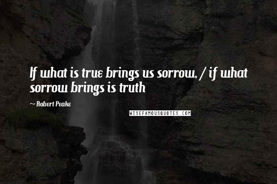 Robert Peake Quotes: If what is true brings us sorrow, / if what sorrow brings is truth