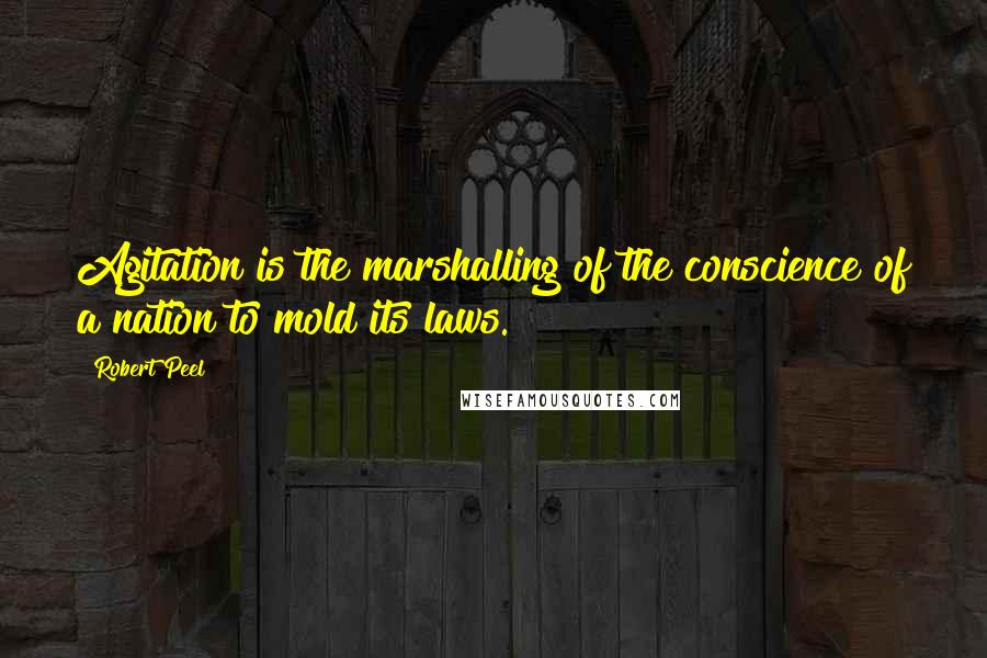 Robert Peel Quotes: Agitation is the marshalling of the conscience of a nation to mold its laws.