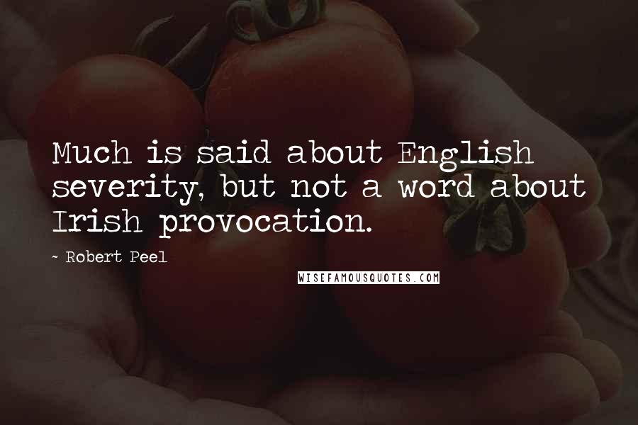 Robert Peel Quotes: Much is said about English severity, but not a word about Irish provocation.