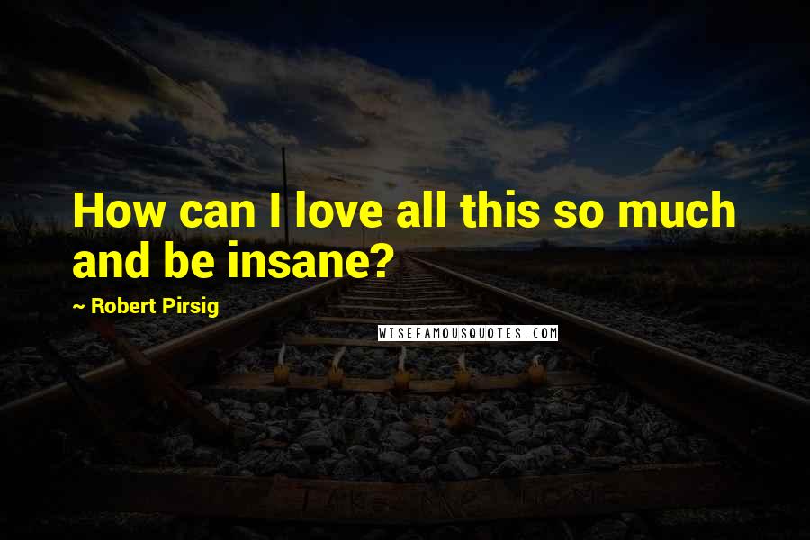 Robert Pirsig Quotes: How can I love all this so much and be insane?