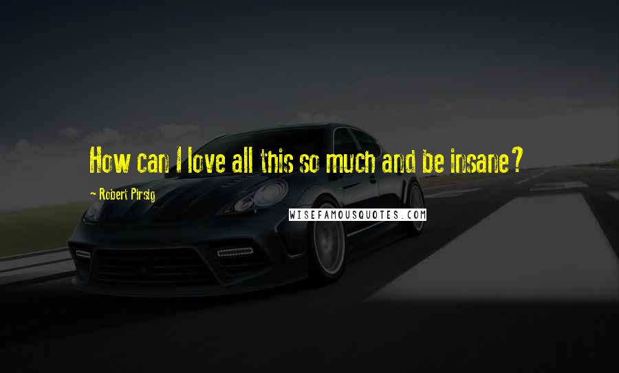 Robert Pirsig Quotes: How can I love all this so much and be insane?