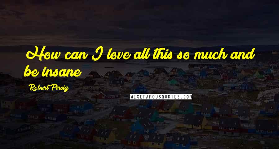 Robert Pirsig Quotes: How can I love all this so much and be insane?