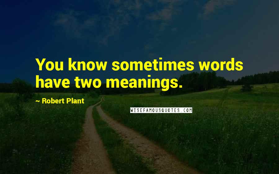 Robert Plant Quotes: You know sometimes words have two meanings.