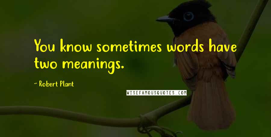 Robert Plant Quotes: You know sometimes words have two meanings.