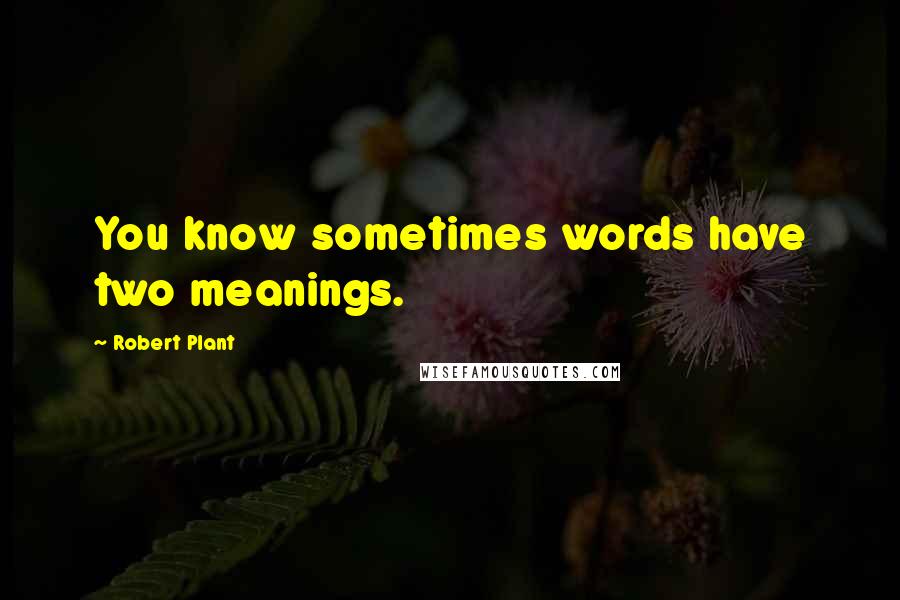 Robert Plant Quotes: You know sometimes words have two meanings.