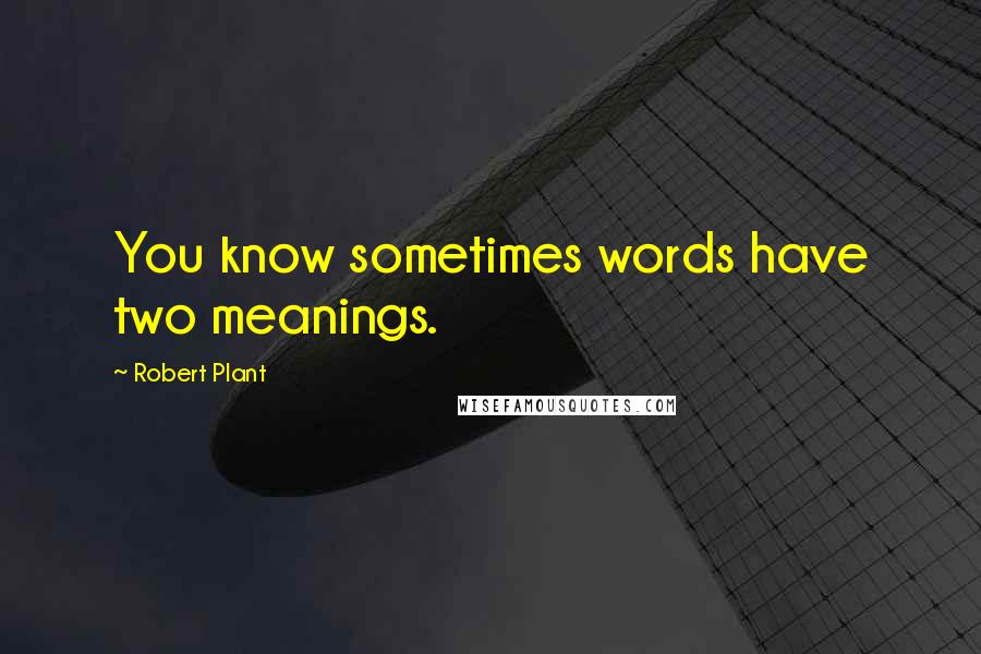 Robert Plant Quotes: You know sometimes words have two meanings.