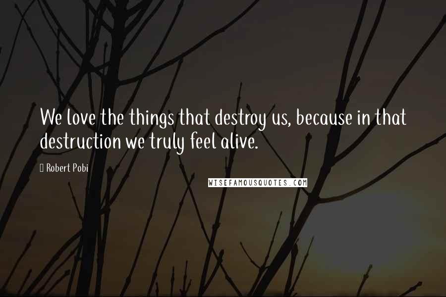 Robert Pobi Quotes: We love the things that destroy us, because in that destruction we truly feel alive.