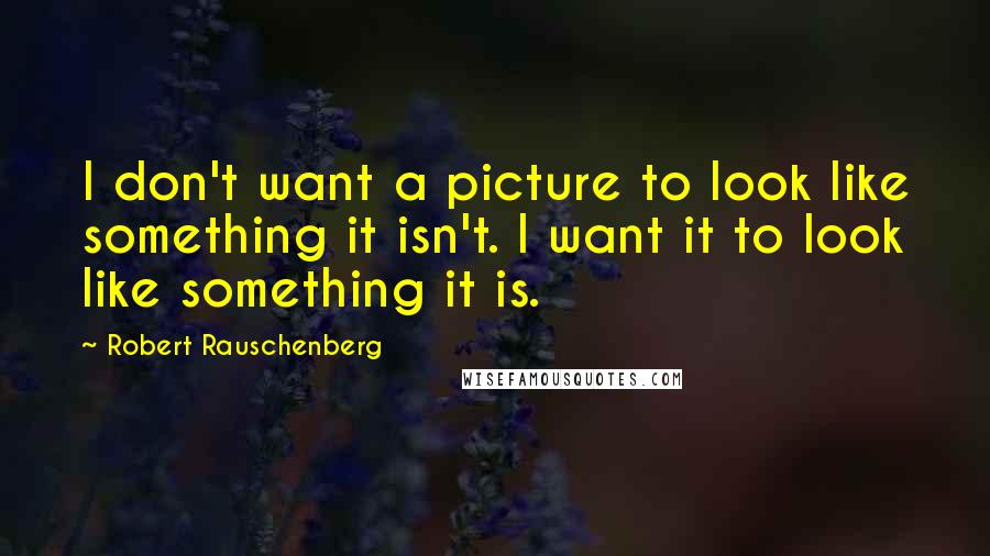 Robert Rauschenberg Quotes: I don't want a picture to look like something it isn't. I want it to look like something it is.