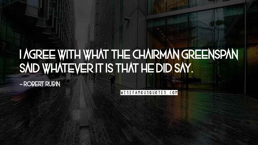 Robert Rubin Quotes: I agree with what the Chairman Greenspan said whatever it is that he did say.