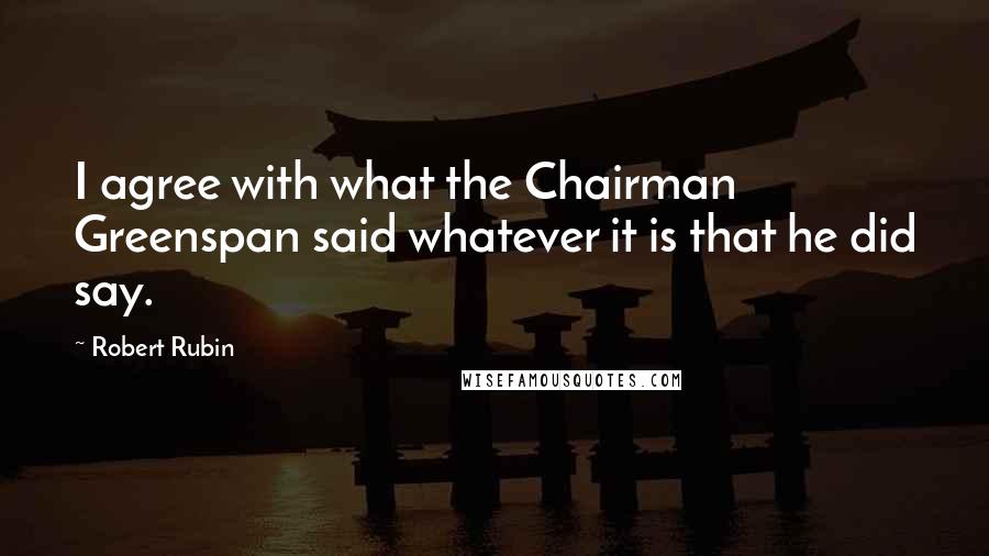 Robert Rubin Quotes: I agree with what the Chairman Greenspan said whatever it is that he did say.