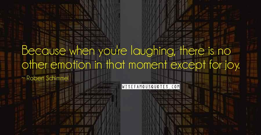 Robert Schimmel Quotes: Because when you're laughing, there is no other emotion in that moment except for joy.