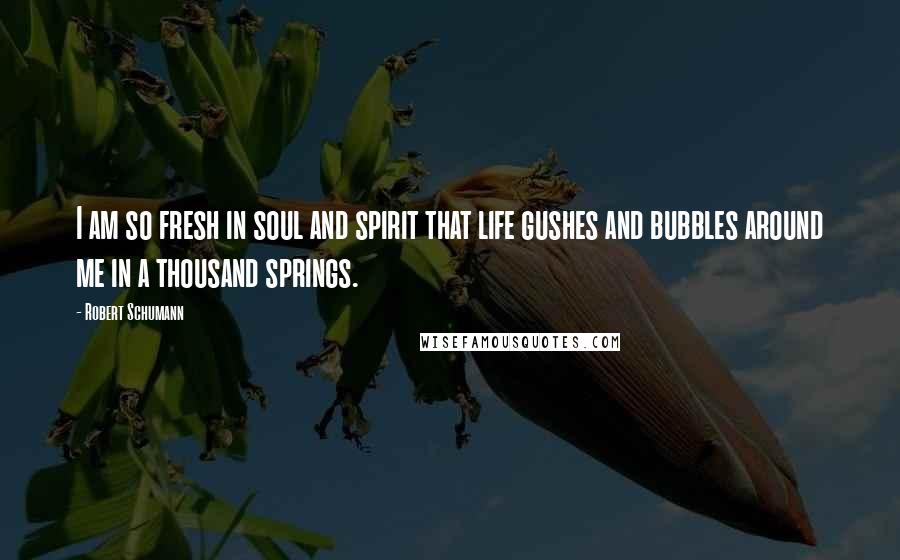 Robert Schumann Quotes: I am so fresh in soul and spirit that life gushes and bubbles around me in a thousand springs.